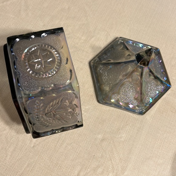 Fenton Carnival Glass Green Antique Candy Dish - Picture 7 of 9